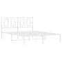 Metal bed frame with white headboard 140x190 cm by vidaXL, Beds and slatted bases - Ref: Foro24-374290, Price: 103,83 €, Disc...