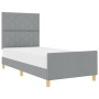 Estructura de cama con cabecera Gris claro 100 x 200 cm tela