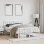 Metal bed frame with headboard and white footboard 140x190 cm by vidaXL, Beds and slatted bases - Ref: Foro24-374308, Price: ...