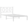 Metallbettgestell mit weißem Kopfteil 107x203 cm von vidaXL, Betten und Lattenroste - Ref: Foro24-374286, Preis: 75,64 €, Rab...