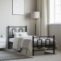 Bed frame with headboard and black metal footboard 80x200 cm by vidaXL, Beds and slatted bases - Ref: Foro24-374250, Price: 8...
