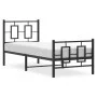 Bed frame with headboard and black metal footboard 80x200 cm by vidaXL, Beds and slatted bases - Ref: Foro24-374250, Price: 8...