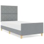 Estructura de cama con cabecera Gris claro 100 x 200 cm tela