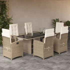 Set comedor de jardín 7 pzas con cojines ratán sintético beige by vidaXL, Garden sets - Ref: Foro24-3212494, Price: 939,09 €,...