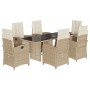 Set comedor de jardín 7 pzas con cojines ratán sintético beige by vidaXL, Garden sets - Ref: Foro24-3212494, Price: 959,49 €,...