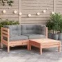 Sofá de jardín con cojines y reposapiés 2 plazas by vidaXL, Modular outdoor sofas - Ref: Foro24-838179, Price: 206,69 €, Disc...