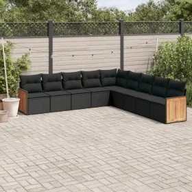 Set de sofás de jardín 8 piezas y cojines ratán sintético negro by vidaXL, Garden sets - Ref: Foro24-3260137, Price: 547,62 €...