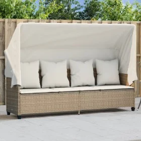 Liegestuhl mit Verdeck und Kissen aus synthetischem Rattan in Beige. von vidaXL, Liegen - Ref: Foro24-368357, Preis: 280,21 €...