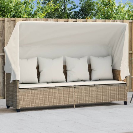 Liegestuhl mit Verdeck und Kissen aus synthetischem Rattan in Beige. von vidaXL, Liegen - Ref: Foro24-368357, Preis: 250,22 €...