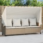Tumbona con capota y cojines ratán sintético beige by vidaXL, Loungers - Ref: Foro24-368357, Price: 250,22 €, Discount: %