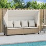 Liegestuhl mit Verdeck und Kissen aus synthetischem Rattan in Beige. von vidaXL, Liegen - Ref: Foro24-368357, Preis: 250,22 €...