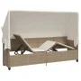 Tumbona con capota y cojines ratán sintético beige by vidaXL, Loungers - Ref: Foro24-368357, Price: 272,81 €, Discount: %