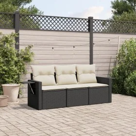 Set de sofás de jardín con cojines 3 pzas ratán sintético negro by vidaXL, Garden sets - Ref: Foro24-3252193, Price: 207,48 €...