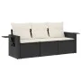 Set de sofás de jardín con cojines 3 pzas ratán sintético negro by vidaXL, Garden sets - Ref: Foro24-3252193, Price: 207,48 €...