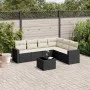 Garten-Essgruppe 7-teilig mit schwarzen Polstern aus synthetischem Rattan. von vidaXL, Modulare Sofas für den Außenbereich - ...