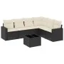 Garten-Essgruppe 7-teilig mit schwarzen Polstern aus synthetischem Rattan. von vidaXL, Modulare Sofas für den Außenbereich - ...