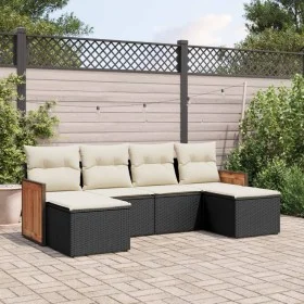 Set de sofás de jardín 6 piezas y cojines ratán sintético negro by vidaXL, Garden sets - Ref: Foro24-3260299, Price: 364,65 €...