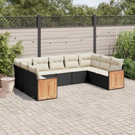 8-teiliges Gartensofa-Set und Kissen aus schwarzem Kunststoff-Rattan. von vidaXL, Gartensets - Ref: Foro24-3260355, Preis: 56...