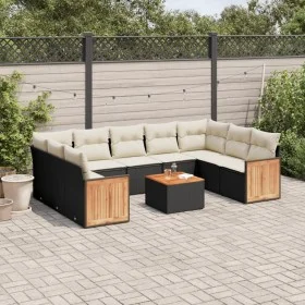 Set de sofás de jardín 10 pzas cojines ratán sintético negro by vidaXL, Garden sets - Ref: Foro24-3260362, Price: 600,23 €, D...