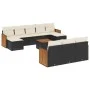 Set de sofás de jardín 11 pzas y cojines ratán sintético negro by vidaXL, Garden sets - Ref: Foro24-3260502, Price: 653,70 €,...