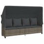 Tumbona con capota y cojines ratán sintético gris by vidaXL, Loungers - Ref: Foro24-368355, Price: 269,98 €, Discount: %