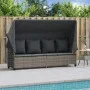 Tumbona con capota y cojines ratán sintético gris by vidaXL, Loungers - Ref: Foro24-368355, Price: 264,60 €, Discount: %