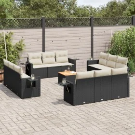 Set de sofás de jardín y cojines 13 pzas ratán sintético negro by vidaXL, Garden sets - Ref: Foro24-3256826, Price: 893,78 €,...