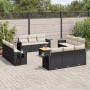 Set de sofás de jardín y cojines 13 pzas ratán sintético negro by vidaXL, Garden sets - Ref: Foro24-3256826, Price: 908,07 €,...