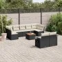 Set de sofás de jardín 10 pzas cojines ratán sintético negro de vidaXL, Conjuntos de jardín - Ref: Foro24-3257043, Precio: 58...
