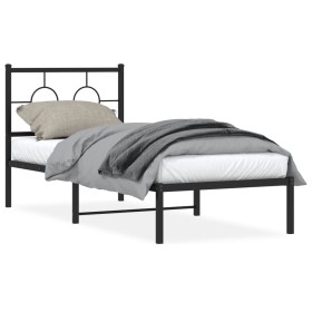 Bettgestell mit schwarzem Metallkopfteil 80x200 cm von vidaXL, Betten und Lattenroste - Ref: Foro24-376217, Preis: 67,59 €, R...