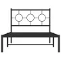 Bed frame with black metal headboard 100x190 cm by vidaXL, Beds and slatted bases - Ref: Foro24-376220, Price: 68,33 €, Disco...