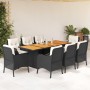 Set de comedor de jardín 9 pzas y cojines ratán sintético negro by vidaXL, Garden sets - Ref: Foro24-3211895, Price: 938,28 €...