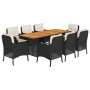 Set de comedor de jardín 9 pzas y cojines ratán sintético negro by vidaXL, Garden sets - Ref: Foro24-3211895, Price: 938,28 €...