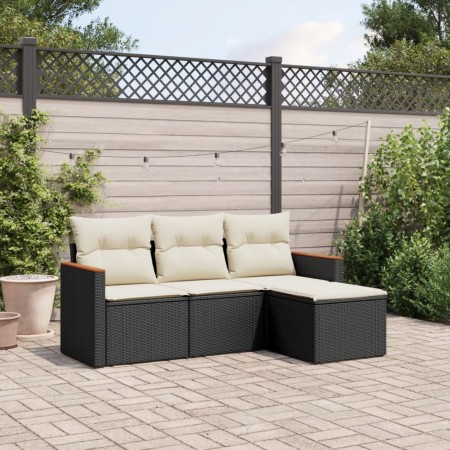 Juego de sofás jardín 4 pzas con cojines ratán sintético negro by vidaXL, Garden sets - Ref: Foro24-3258304, Price: 243,55 €,...