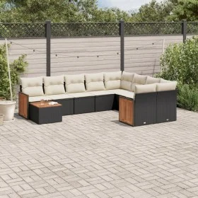 Set de sofás de jardín 10 pzas cojines ratán sintético negro by vidaXL, Garden sets - Ref: Foro24-3260397, Price: 600,23 €, D...