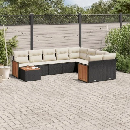 Set de sofás de jardín 10 pzas cojines ratán sintético negro by vidaXL, Garden sets - Ref: Foro24-3260397, Price: 600,23 €, D...
