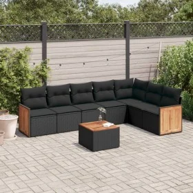 Set de sofás de jardín 8 piezas y cojines ratán sintético negro by vidaXL, Garden sets - Ref: Foro24-3260116, Price: 493,10 €...