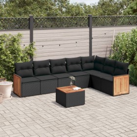Set de sofás de jardín 8 piezas y cojines ratán sintético negro by vidaXL, Garden sets - Ref: Foro24-3260116, Price: 498,76 €...