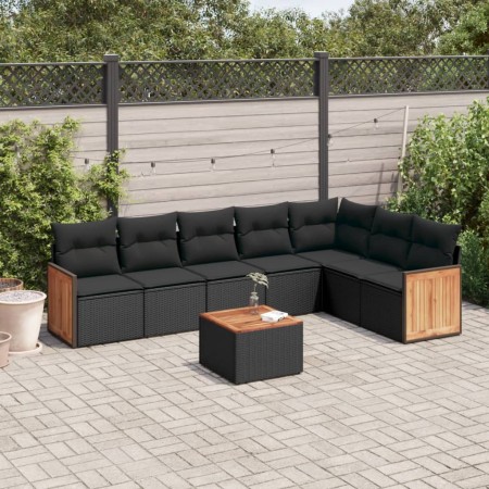 Set de sofás de jardín 8 piezas y cojines ratán sintético negro by vidaXL, Garden sets - Ref: Foro24-3260116, Price: 498,76 €...