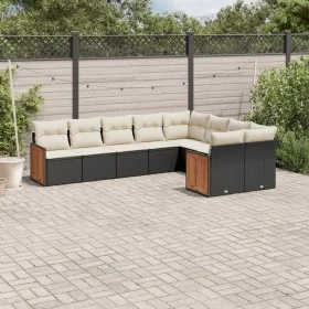 Set de sofás de jardín 8 piezas y cojines ratán sintético negro by vidaXL, Garden sets - Ref: Foro24-3260383, Price: 560,62 €...