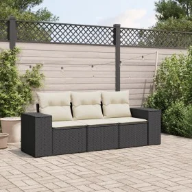 Set de sofás de jardín con cojines 3 pzas ratán sintético negro by vidaXL, Garden sets - Ref: Foro24-3254593, Price: 223,72 €...
