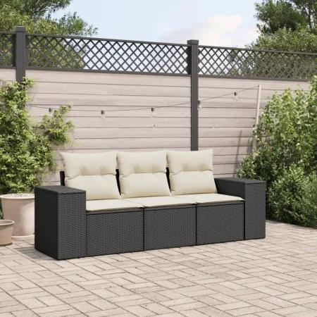 Set de sofás de jardín con cojines 3 pzas ratán sintético negro by vidaXL, Garden sets - Ref: Foro24-3254593, Price: 223,78 €...