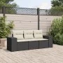 Gartensofagarnitur mit Kissen, 3-teilig, aus schwarzem Kunststoffrattan. von vidaXL, Gartensets - Ref: Foro24-3254593, Preis:...