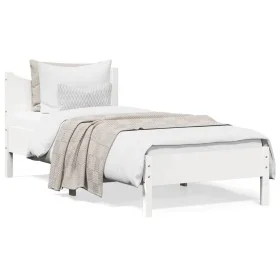 Solid white pine wood bed frame 90x200 cm by vidaXL, Beds and slatted bases - Ref: Foro24-844738, Price: 91,91 €, Discount: %