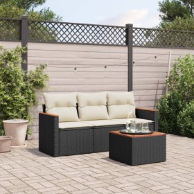 4-piece garden sofa set with black synthetic rattan cushions by vidaXL, Garden sets - Ref: Foro24-3258164, Price: 235,36 €, D...