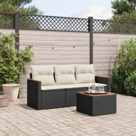 4-piece garden sofa set with black synthetic rattan cushions by vidaXL, Garden sets - Ref: Foro24-3258164, Price: 232,21 €, D...