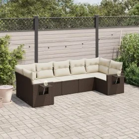 Juego de sofás de jardín 7 piezas con cojines ratán PE marrón by vidaXL, Garden sets - Ref: Foro24-3252930, Price: 480,67 €, ...