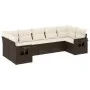 Juego de sofás de jardín 7 piezas con cojines ratán PE marrón by vidaXL, Garden sets - Ref: Foro24-3252930, Price: 480,68 €, ...