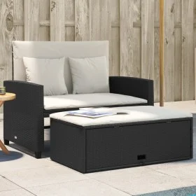 Sofá de jardín 2 plazas con cojines ratán sintético negro by vidaXL, Outdoor sofas - Ref: Foro24-365131, Price: 261,51 €, Dis...