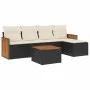 6-teiliges Gartensofa-Set und Kissen aus schwarzem Kunststoff-Rattan. von vidaXL, Gartensets - Ref: Foro24-3260005, Preis: 35...